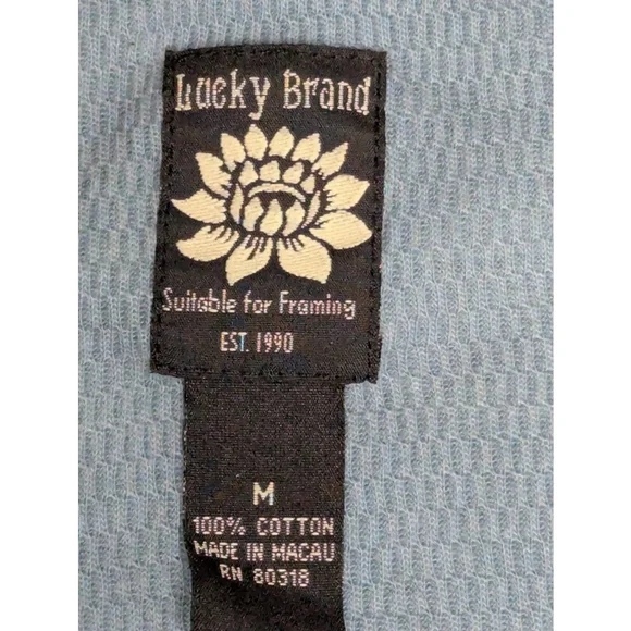 Lucky Brand Shirt Women's M Long Sleeve Tee Blue Beige Floral Japanese Y2K - Picture 3 of 5